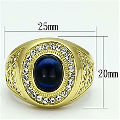 Jewellery Kingdom Mens Sapphire Signet Pinky Oval 18kt Steel Cubic Zirconia Ring (Gold) - Jewelry Rings - British D'sire