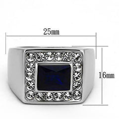 Jewellery Kingdom Mens Sapphire Signet Pinky Stainless Steel Emerald Cut Cz Ring (Silver) - Jewelry Rings - British D'sire