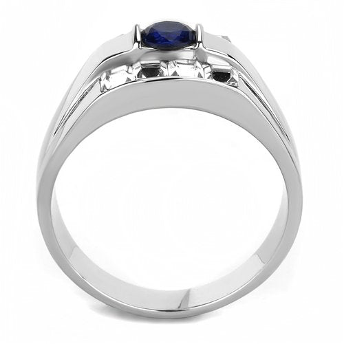 Jewellery Kingdom Mens Sapphire Stainless Steel Princess Clear Cuts Signet Pinky Ring - Jewelry Rings - British D'sire