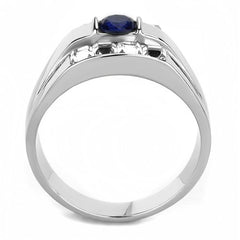 Jewellery Kingdom Mens Sapphire Stainless Steel Princess Clear Cuts Signet Pinky Ring - Jewelry Rings - British D'sire