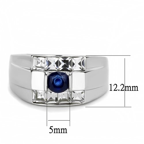 Jewellery Kingdom Mens Sapphire Stainless Steel Princess Clear Cuts Signet Pinky Ring - Jewelry Rings - British D'sire