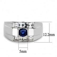 Jewellery Kingdom Mens Sapphire Stainless Steel Princess Clear Cuts Signet Pinky Ring - Jewelry Rings - British D'sire