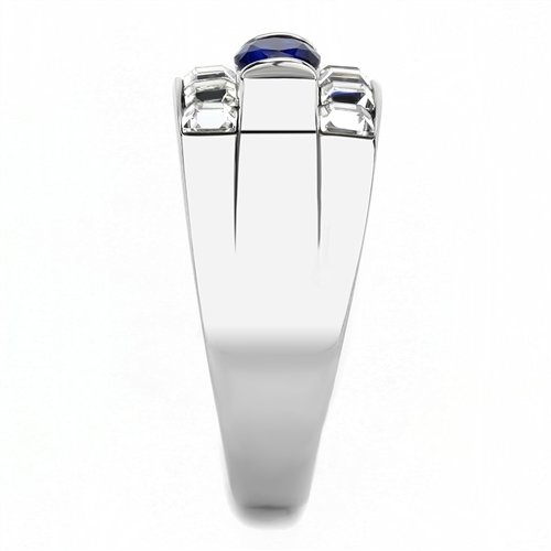 Jewellery Kingdom Mens Sapphire Stainless Steel Princess Clear Cuts Signet Pinky Ring - Jewelry Rings - British D'sire