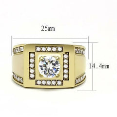 Jewellery Kingdom Mens Signet 18kt Cubic Zirconia Pinky Square Steel Classy Ring (Gold) - Jewelry Rings - British D'sire