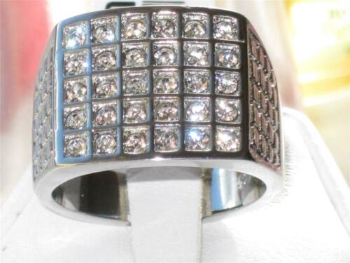 Jewellery Kingdom Mens Signet 30 Stone Cubic Zirconia Stainless Steel Ring (Silver) - Jewelry Rings - British D'sire