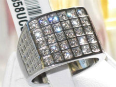 Jewellery Kingdom Mens Signet 30 Stone Cubic Zirconia Stainless Steel Ring (Silver) - Jewelry Rings - British D'sire