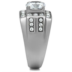 Jewellery Kingdom Mens Signet 5 Carat Stainless Steel Sparkling Cubic Zirconia Ring (Silver) - Jewelry Rings - British D'sire