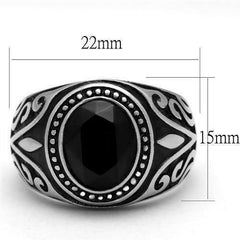 Jewellery Kingdom Mens Signet Black Pinky Dome Jet Tribal Oval Stainless Steel Silver Ring - Jewelry Rings - British D'sire