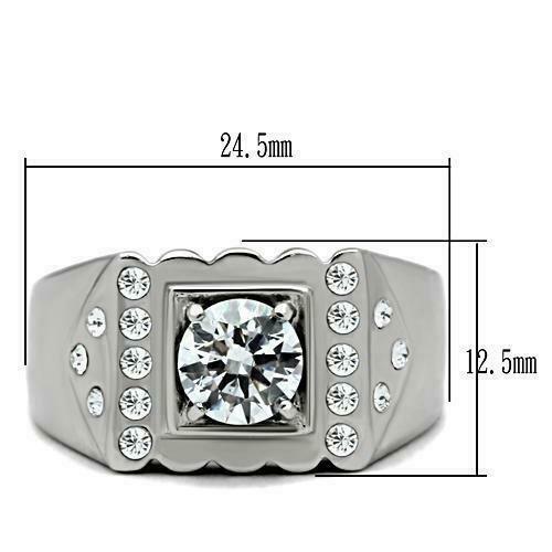 Jewellery Kingdom Mens Signet Cubic Zirconia Pinky Studded 2.30 Carat Ring (Silver) - Jewelry Rings - British D'sire