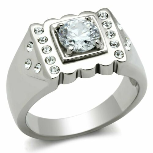 Jewellery Kingdom Mens Signet Cubic Zirconia Pinky Studded 2.30 Carat Ring (Silver) - Jewelry Rings - British D'sire