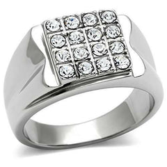 Jewellery Kingdom Mens Signet Cubic Zirconia Stainless Steel Ring (Silver) - Rings - British D'sire