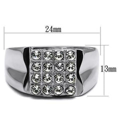 Jewellery Kingdom Mens Signet Cubic Zirconia Stainless Steel Ring (Silver) - Rings - British D'sire