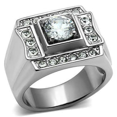 Jewellery Kingdom Mens Signet Cz 2 Carat Stainless Steel Pinky Silver Ring - Jewelry Rings - British D'sire