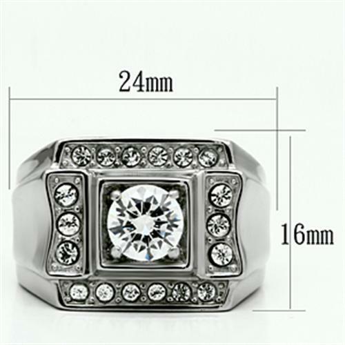 Jewellery Kingdom Mens Signet Cz 2 Carat Stainless Steel Pinky Silver Ring - Jewelry Rings - British D'sire