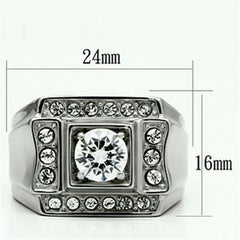 Jewellery Kingdom Mens Signet Cz 2 Carat Stainless Steel Pinky Silver Ring - Jewelry Rings - British D'sire