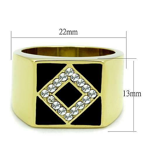 Jewellery Kingdom Mens Signet Cz Agate Pinky Square 18kt Steel Stamped Ring Gold (Black) - Jewelry Rings - British D'sire