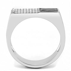 Jewellery Kingdom Mens Signet Cz Pinky Pave Stainless Steel Black Jet Ring (Silver) - Jewelry Rings - British D'sire