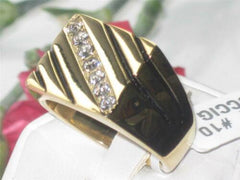 Jewellery Kingdom Mens Signet Cz Pinky Square 18kt Steel Stamped Gold Ring - Jewelry Rings - British D'sire