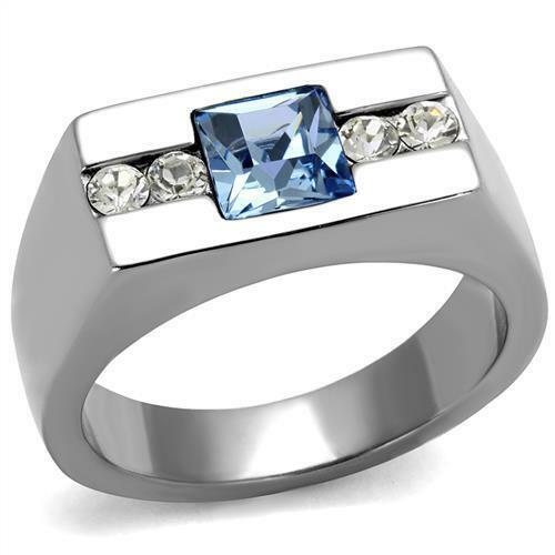 Jewellery Kingdom Mens Signet Cz Stainless Steel Pinky Silver Stamped Sapphire Ring - Jewelry Rings - British D'sire