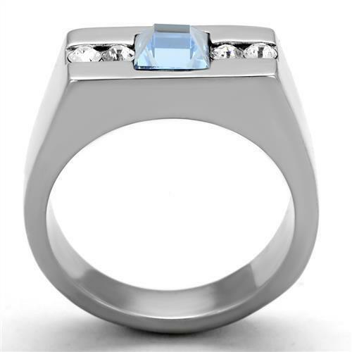 Jewellery Kingdom Mens Signet Cz Stainless Steel Pinky Silver Stamped Sapphire Ring - Jewelry Rings - British D'sire