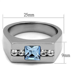 Jewellery Kingdom Mens Signet Cz Stainless Steel Pinky Silver Stamped Sapphire Ring - Jewelry Rings - British D'sire