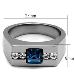 Jewellery Kingdom Mens Signet Cz Stainless Steel Pinky Silver Stamped Sapphire Ring - Jewelry Rings - British D'sire