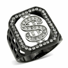 Jewellery Kingdom Mens Signet Dollar Cubic Zirconia USA Pinky 18kt Stainless Steel Ring (Black) - Jewelry Rings - British D'sire