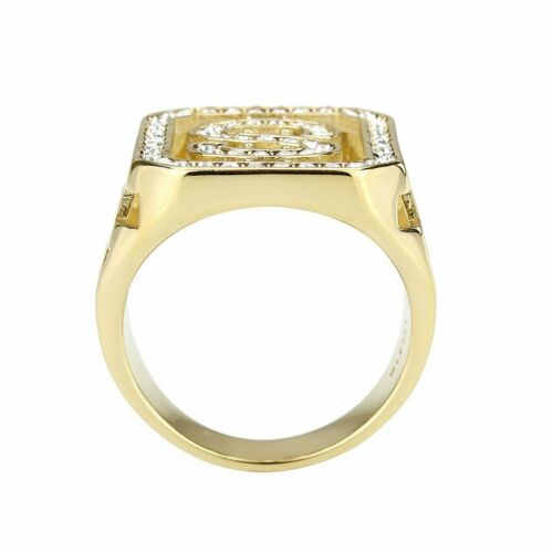 Jewellery Kingdom Mens Signet Dollar Cubic Zirconia USA Pinky 18kt Stainless Steel Ring (Gold) - Jewelry Rings - British D'sire