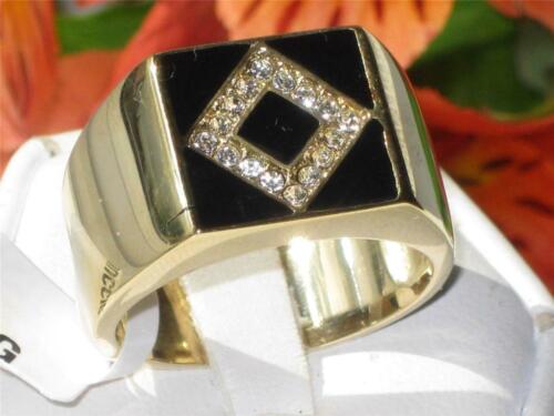 Jewellery Kingdom Mens Signet Pink Black Diamond Shape Setting Ring (Gold) - Jewelry Rings - British D'sire