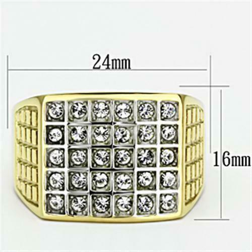 Jewellery Kingdom Mens Signet Pinky Bling Big 18kt Steel Cubic Zirconia Ring (Gold) - Jewelry Rings - British D'sire