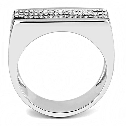 Jewellery Kingdom Mens Signet Pinky Classy Simulated Diamonds Stamped Ring (Silver) - Jewelry Rings - British D'sire