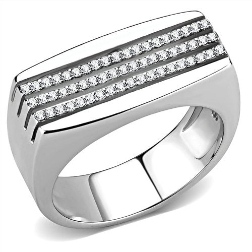 Jewellery Kingdom Mens Signet Pinky Classy Simulated Diamonds Stamped Ring (Silver) - Jewelry Rings - British D'sire