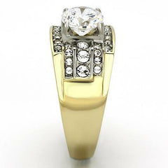 Jewellery Kingdom Mens Signet Pinky Cubic Zirconia 18kt Steel Chunky Bling Ring (Gold) - Mens Jewellery - British D'sire