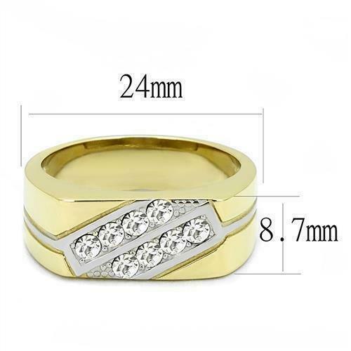 Jewellery Kingdom Mens Signet Pinky Cubic Zirconia Two Tone Smart Classy Steel Ring (Gold) - Jewelry Rings - British D'sire