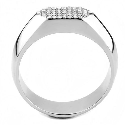 Jewellery Kingdom Mens Signet Pinky Cz Stainless Steel Sparkling No Tarnish Ring (Silver) - Jewelry Rings - British D'sire