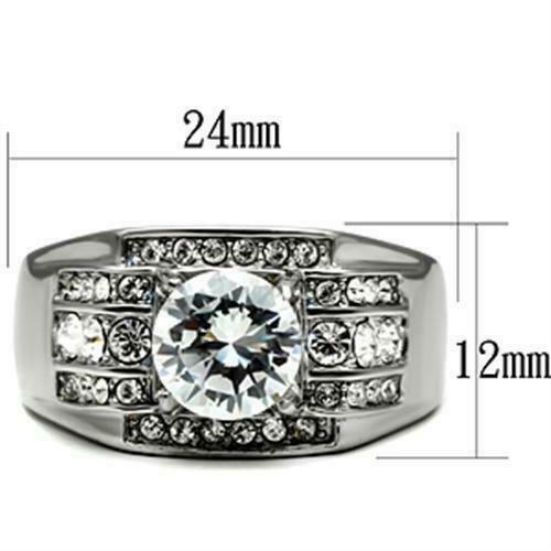 Jewellery Kingdom Mens Signet Pinky Simulated Diamonds Stainless Steel - Jewelry Rings - British D'sire