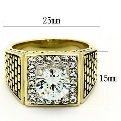 Jewellery Kingdom Mens Signet Pinky Steel Solitaire Accents 3 Carat Ring (Gold) - Jewelry Rings - British D'sire