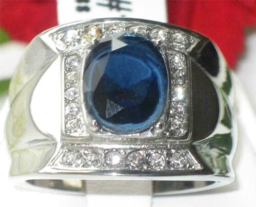 Jewellery Kingdom Mens Signet Sapphire Pinky Oval Stainless Steel Cubic Zirconia Ring - Jewelry Rings - British D'sire