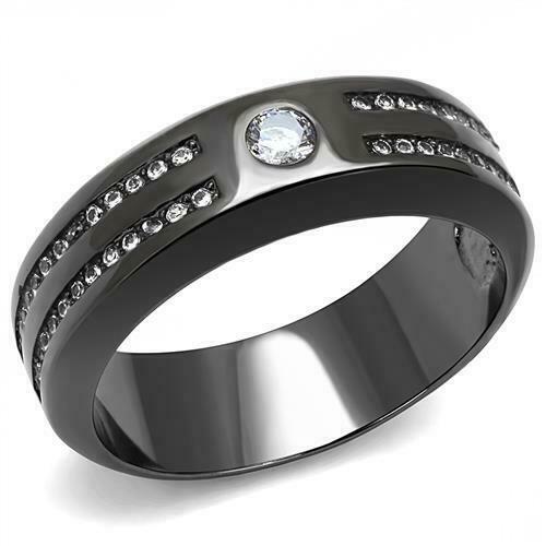 Jewellery Kingdom Mens Signet Solitaire Accent Stainless Steel Ring (Black) - Jewelry Rings - British D'sire