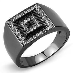 Jewellery Kingdom Mens Signet Square Pinky Stainless Steel 15CT Ring (Black) - Jewelry Rings - British D'sire