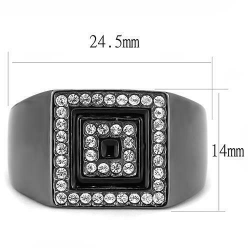 Jewellery Kingdom Mens Signet Square Pinky Stainless Steel 15CT Ring (Black) - Jewelry Rings - British D'sire