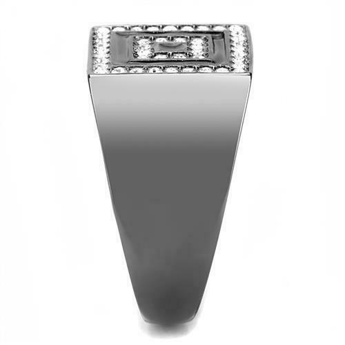 Jewellery Kingdom Mens Signet Square Pinky Stainless Steel 15CT Ring (Black) - Jewelry Rings - British D'sire