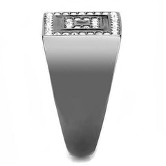 Jewellery Kingdom Mens Signet Square Pinky Stainless Steel 15CT Ring (Black) - Jewelry Rings - British D'sire