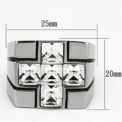 Jewellery Kingdom Mens Signet Stainless Steel Cubic Zirconia Square Silver Cross Ring - Jewelry Rings - British D'sire