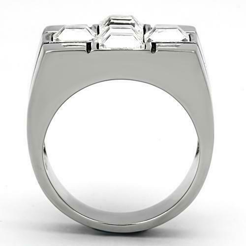 Jewellery Kingdom Mens Signet Stainless Steel Cubic Zirconia Square Silver Cross Ring - Jewelry Rings - British D'sire