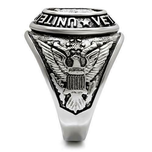 Jewellery Kingdom Mens Signet Veteran Pinky Military USA Stainless Steel Ring - Jewelry Rings - British D'sire