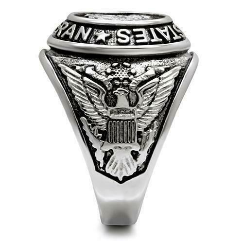 Jewellery Kingdom Mens Signet Veteran Pinky Military USA Stainless Steel Ring - Jewelry Rings - British D'sire