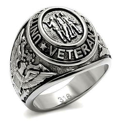 Jewellery Kingdom Mens Signet Veteran Pinky Military USA Stainless Steel Ring - Jewelry Rings - British D'sire