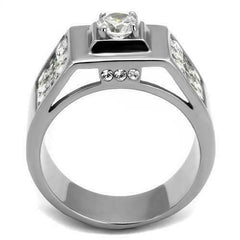 Jewellery Kingdom Mens Silver Cz Signet Pinky Stainless Steel Princess Square Solitaire Ring - Jewelry Rings - British D'sire