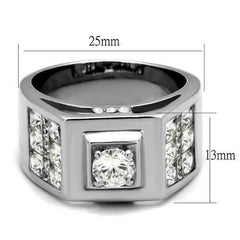 Jewellery Kingdom Mens Silver Cz Signet Pinky Stainless Steel Princess Square Solitaire Ring - Jewelry Rings - British D'sire